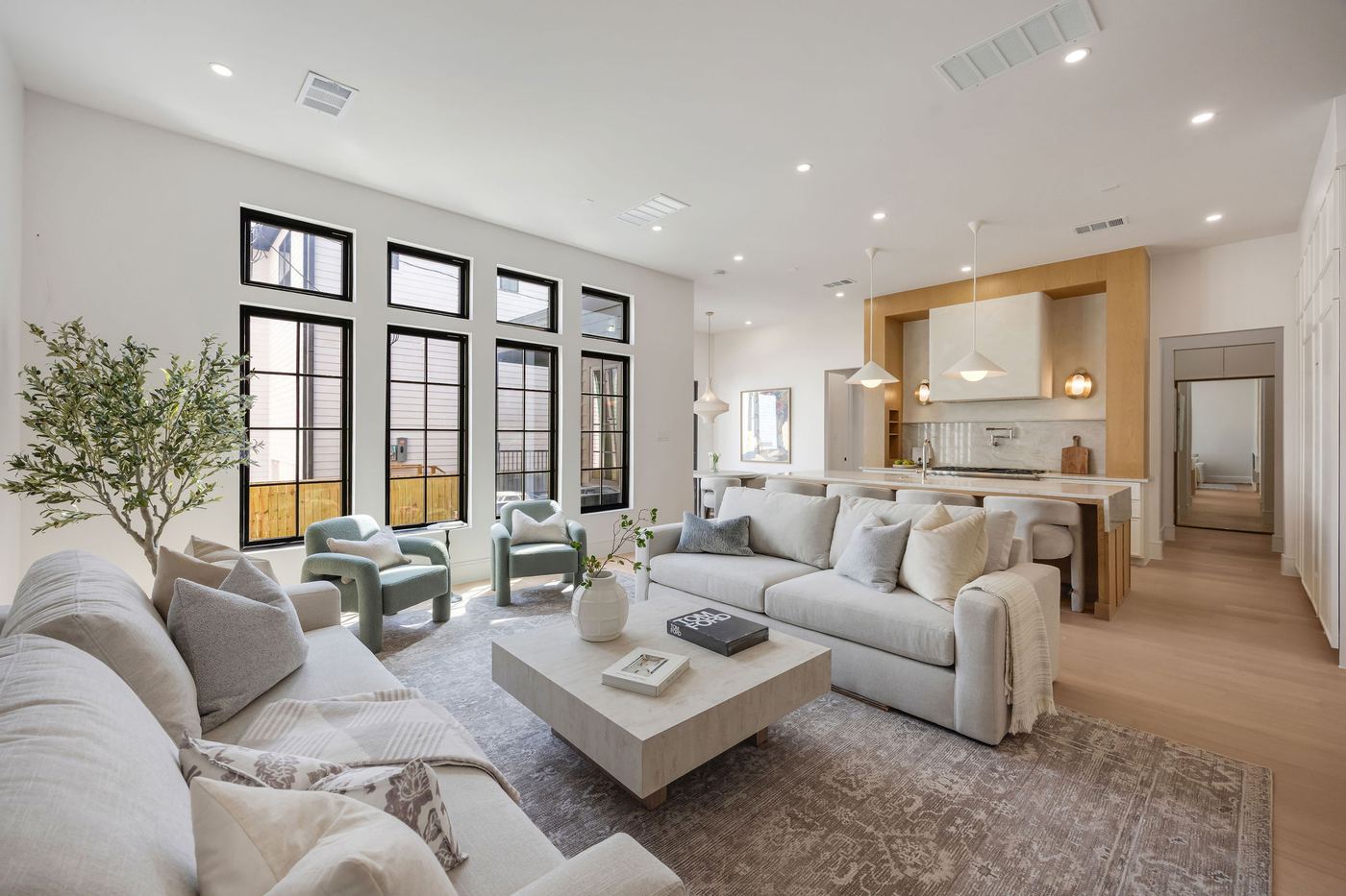 Open living and kitchen